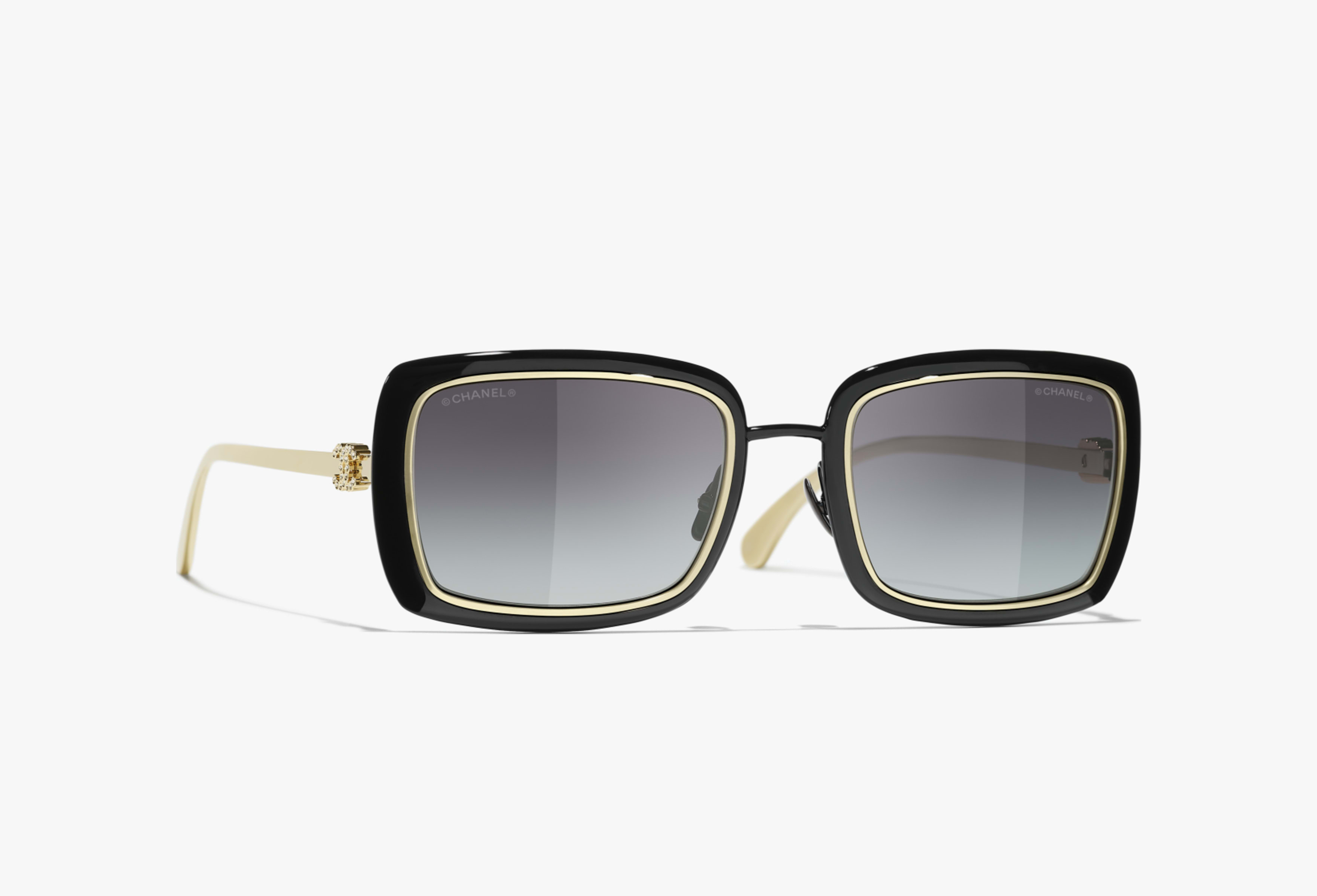 Rectangle Sunglasses - Black & Gold - Metal - Default view